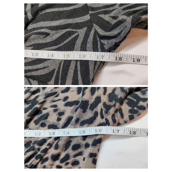 Lot of 2 Soma Animal Print Stretch Jersey Knit Midi Dresses Medium Gray Comfort - Picture 12 of 14